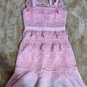 Self portrait pink lace dress